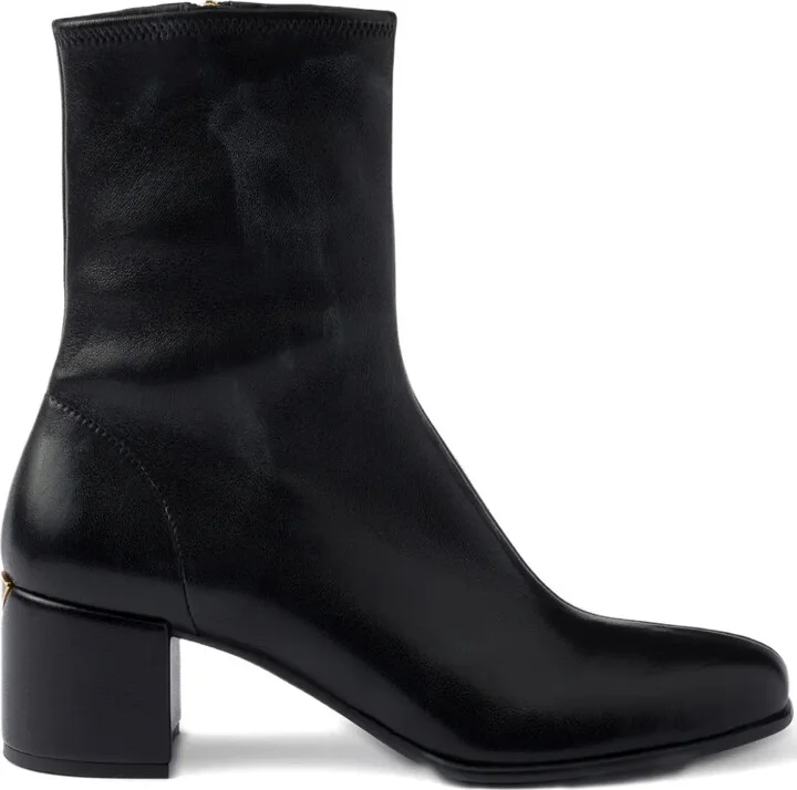55mm Leather Zip-Fastening Block-Heel Boots