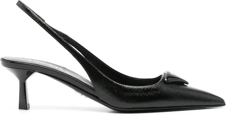 55mm Logo-Plaque Slingback Pumps