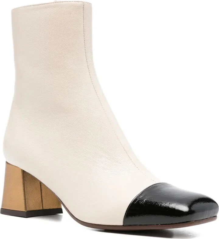 55mm Metallic-Block Heel Cap-Toe Ankle Boots - Image 2