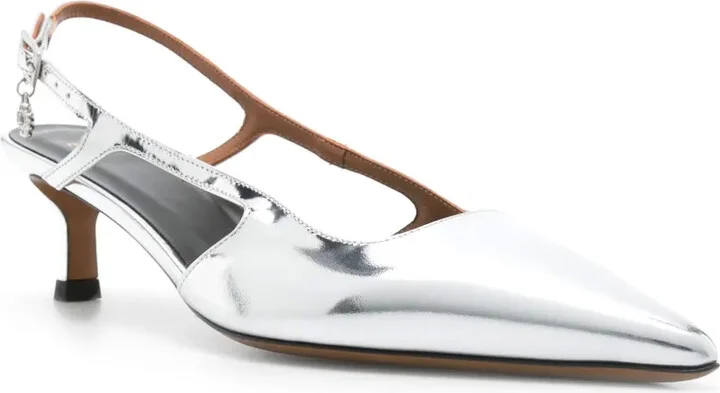 55mm Metallic Slingback Pumps - Image 2