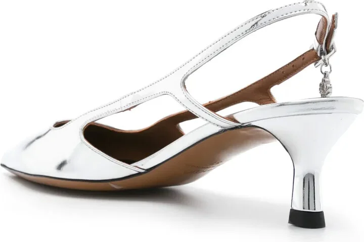 55mm Metallic Slingback Pumps - Image 3