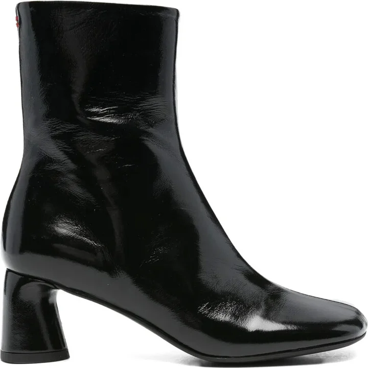55mm Patent Leather Block-Heel Boots