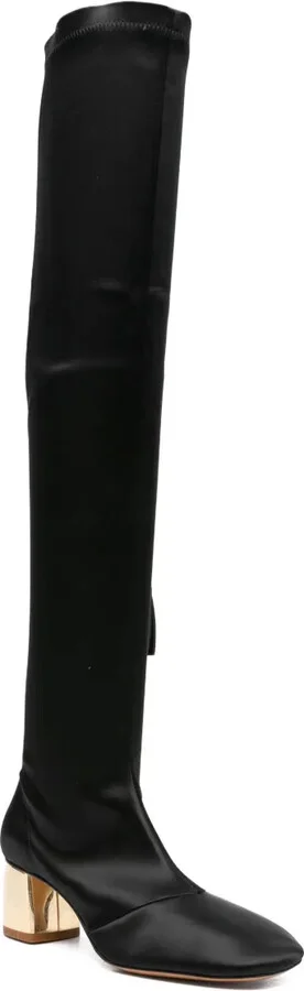 55mm Satin Gold-Heel Knee-High Boots - Image 2
