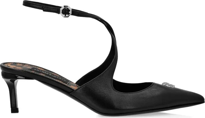 55mm Skull strass leather pumps