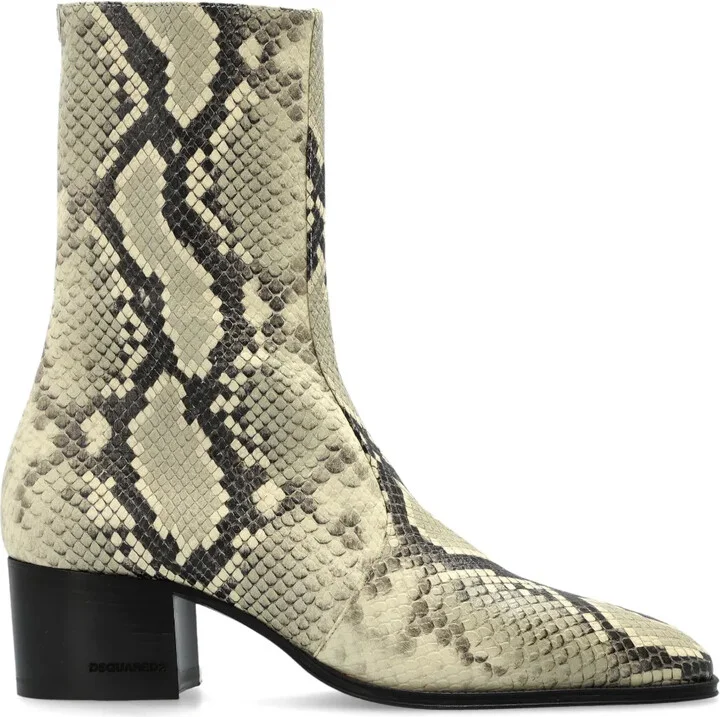 55mm Snake-Print Ankle Boots