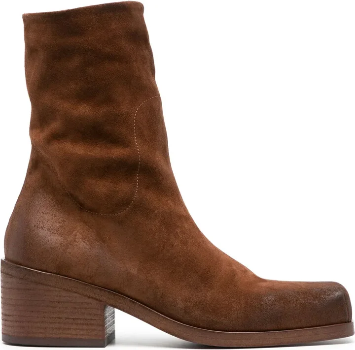 55mm Square-Toe Suede Boots