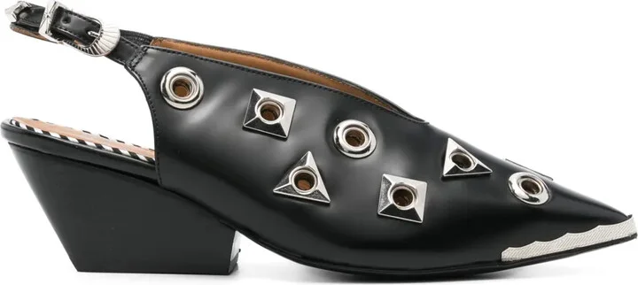 55mm Stud-Embellished Slingback Pumps