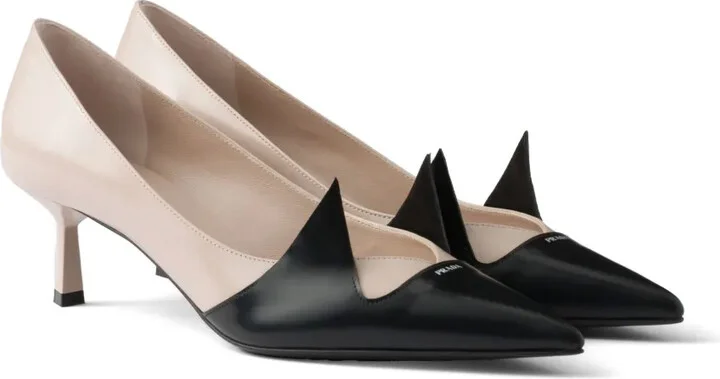 55mm Two-Tone Brushed-Leather Pumps - Image 2