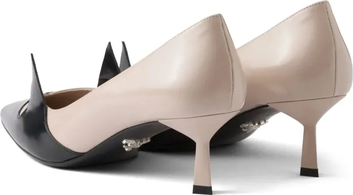 55mm Two-Tone Brushed-Leather Pumps - Image 3