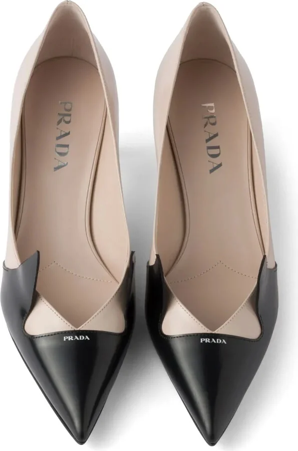 55mm Two-Tone Brushed-Leather Pumps - Image 4