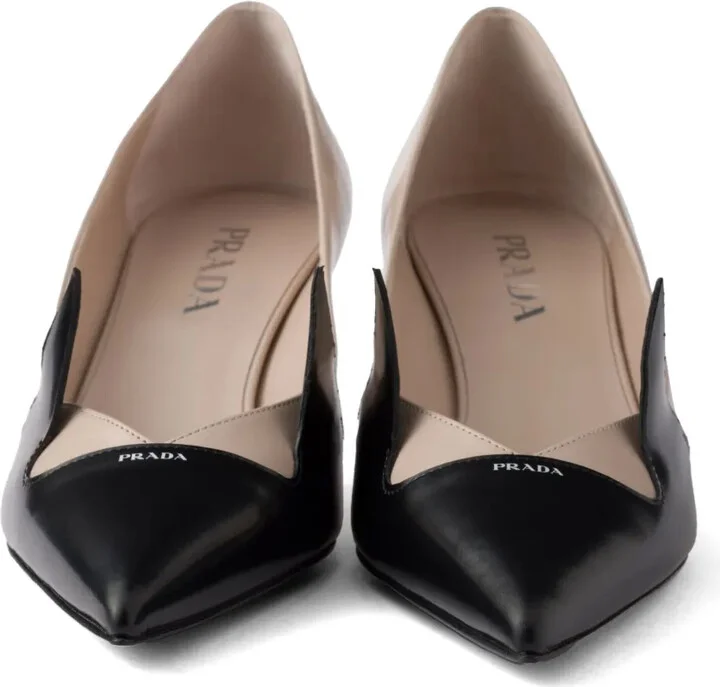 55mm Two-Tone Brushed-Leather Pumps - Image 5