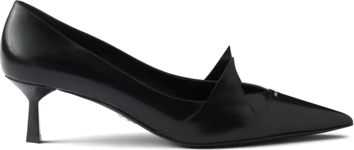 55mm Two-Tone Brushed-Leather Pumps