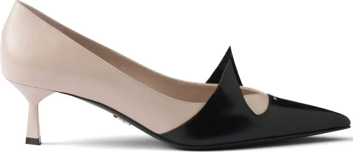 55mm Two-Tone Brushed-Leather Pumps