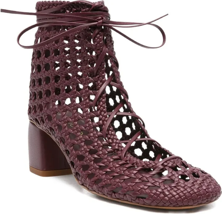 55mm Woven Lace-Up Boots - Image 2