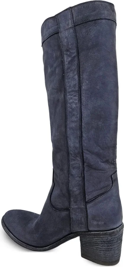 57mm Washed-Effect Leather High Boots - Image 4