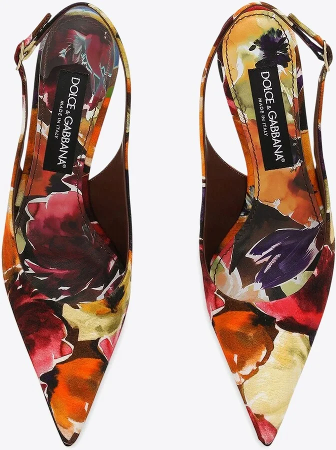 60 Brocade Leather Slingback Pumps - Image 3