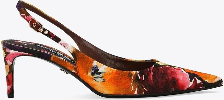60 Brocade Leather Slingback Pumps