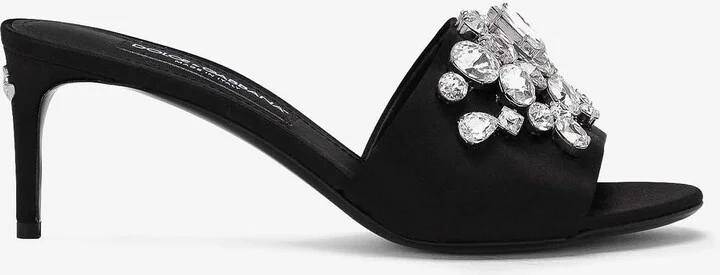 60 Crystal-Embellished Satin Mules