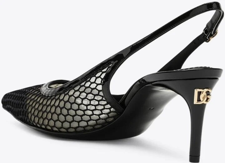 60 Leather and Mesh Slingback Pumps - Image 3