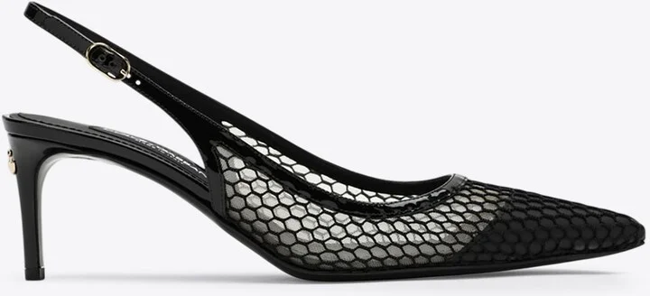 60 Leather and Mesh Slingback Pumps