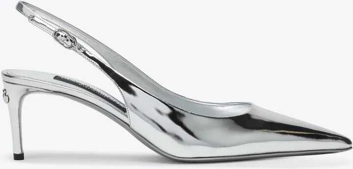 60 Mirrored Calfskin Slingback Pumps
