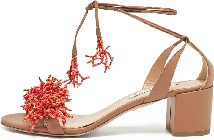 60mm Beaded Block-Heel Sandals