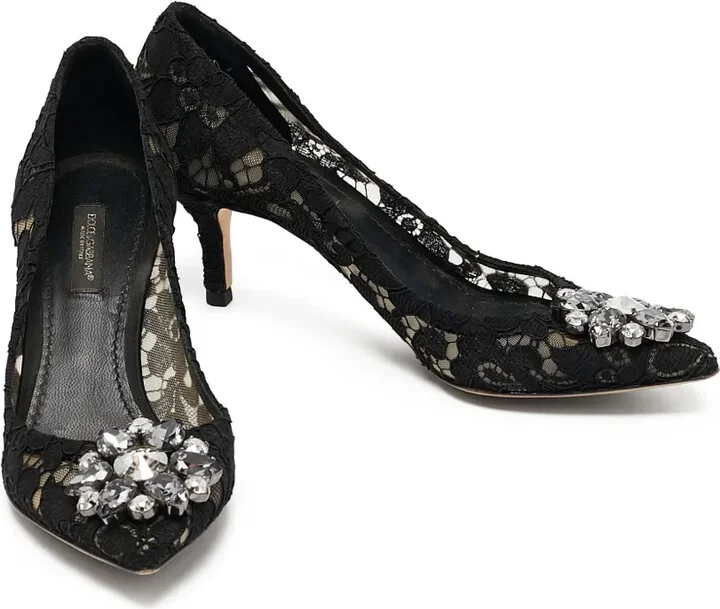 60mm Bellucci lace-embellished pointed-toe pumps - Image 2