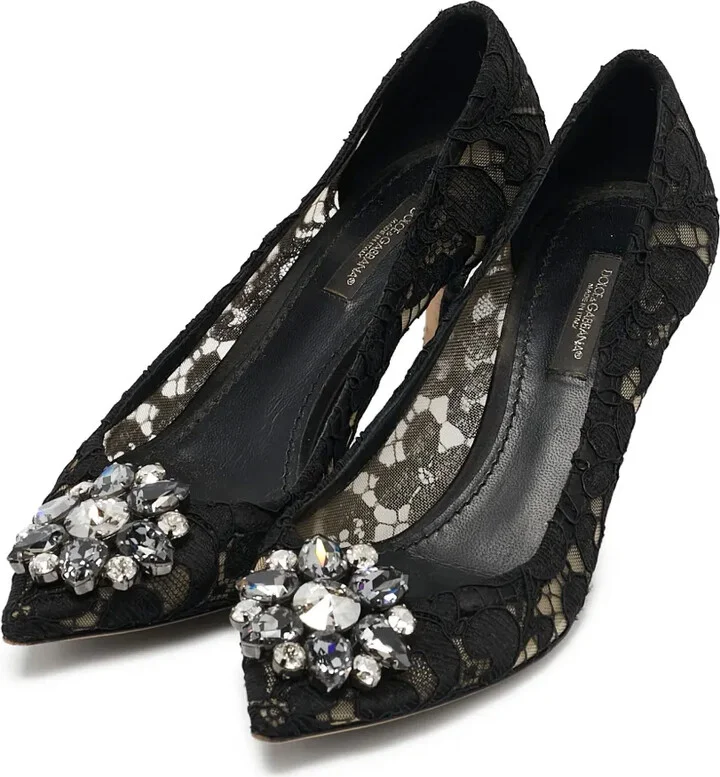 60mm Bellucci lace-embellished pointed-toe pumps - Image 3