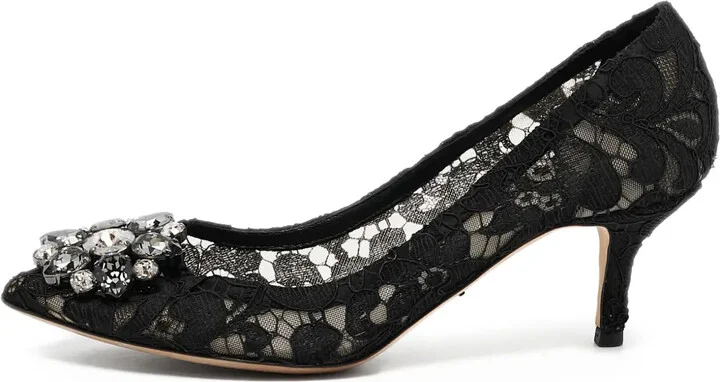 60mm Bellucci lace-embellished pointed-toe pumps