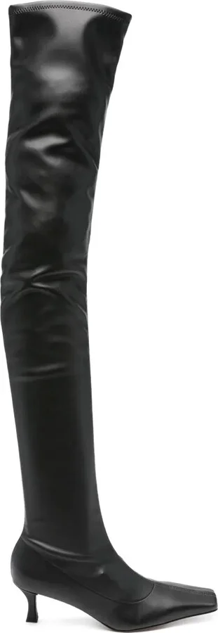 60mm Calf Leather Thigh-High Boots