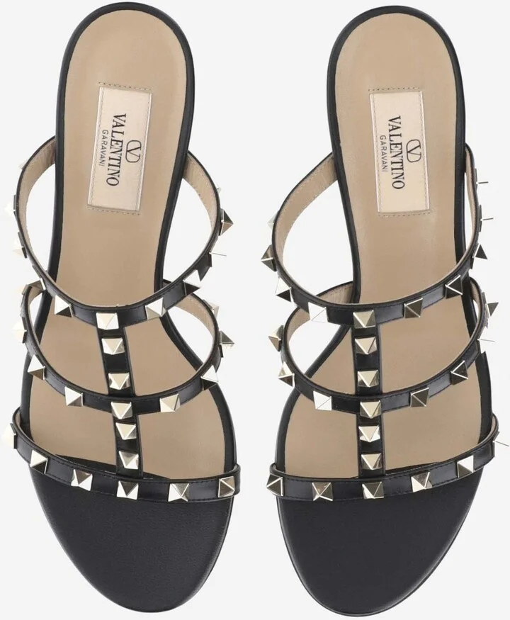 60mm Calfskin Rockstud Slider Sandals - Image 2