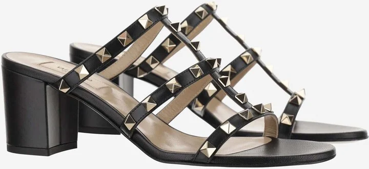 60mm Calfskin Rockstud Slider Sandals - Image 3