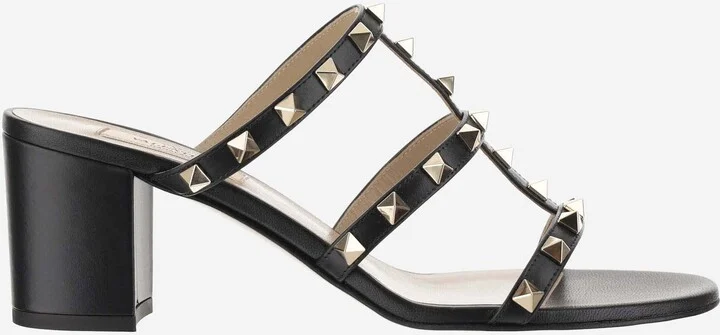 60mm Calfskin Rockstud Slider Sandals