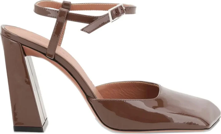 60mm Camelia patent-leather ankle-strap pumps