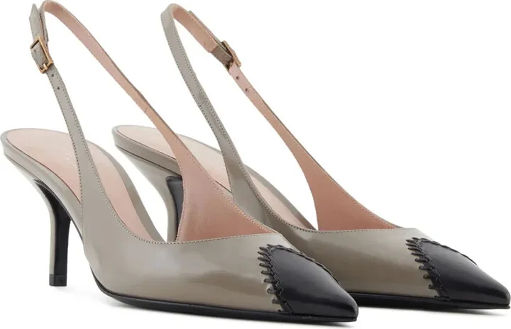 60mm Contrasting-Toecap Leather Pumps - Image 2