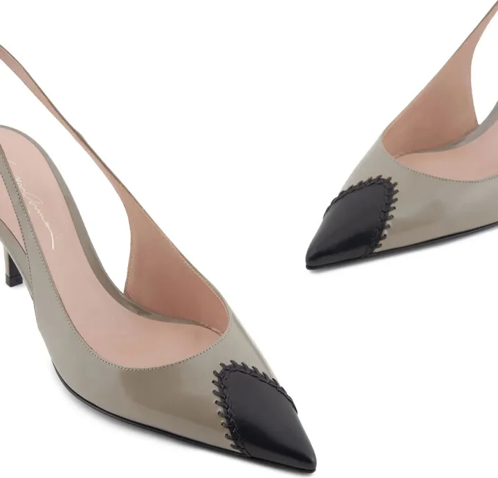 60mm Contrasting-Toecap Leather Pumps - Image 4