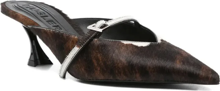 60mm Cow-Print Pointed-Toe Mules - Image 2