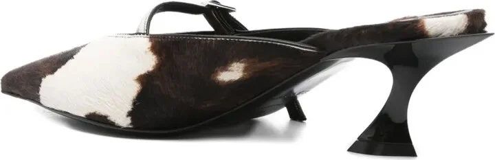 60mm Cow-Print Pointed-Toe Mules - Image 3