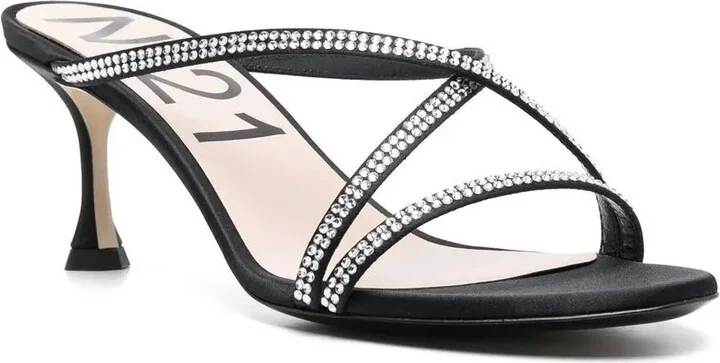 60mm Crystal-Embellished Crossover-Strap Mules - Image 2