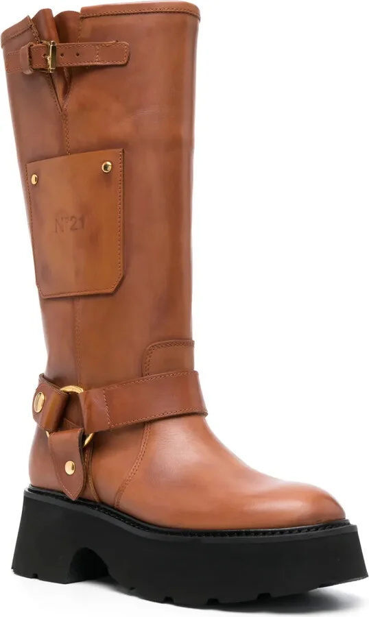 60mm Debossed-Logo Leather Boots - Image 2