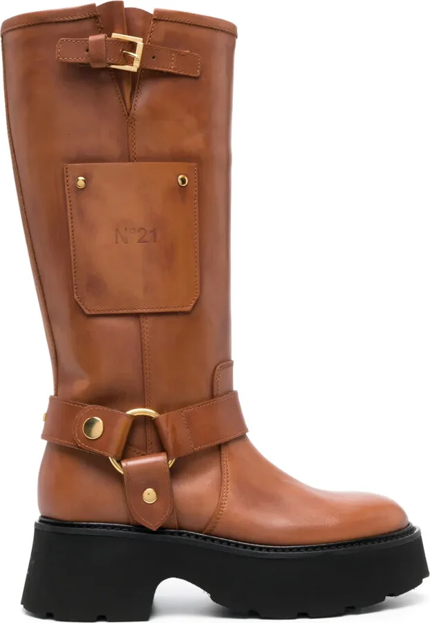 60mm Debossed-Logo Leather Boots