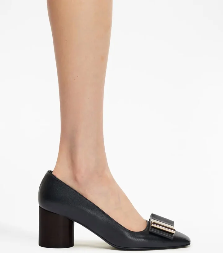 60mm Double-bow leather pumps - Image 5