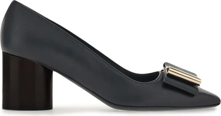 60mm Double-bow leather pumps