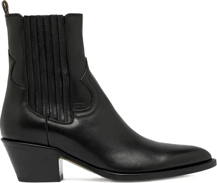 60mm Elastic-Panel Pointed-Toe Ankle Boots