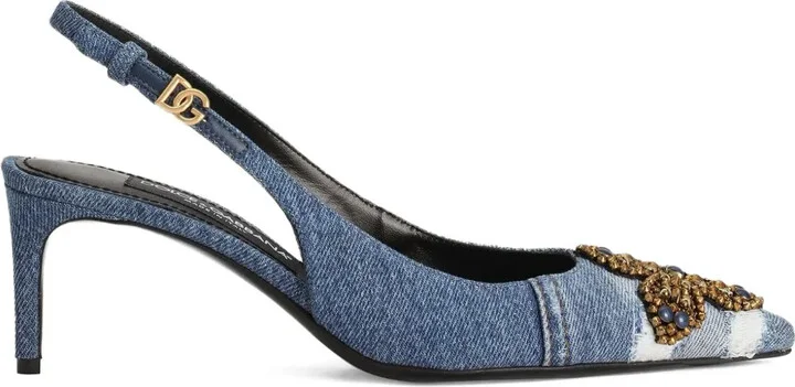 60mm Embellished Denim Pumps
