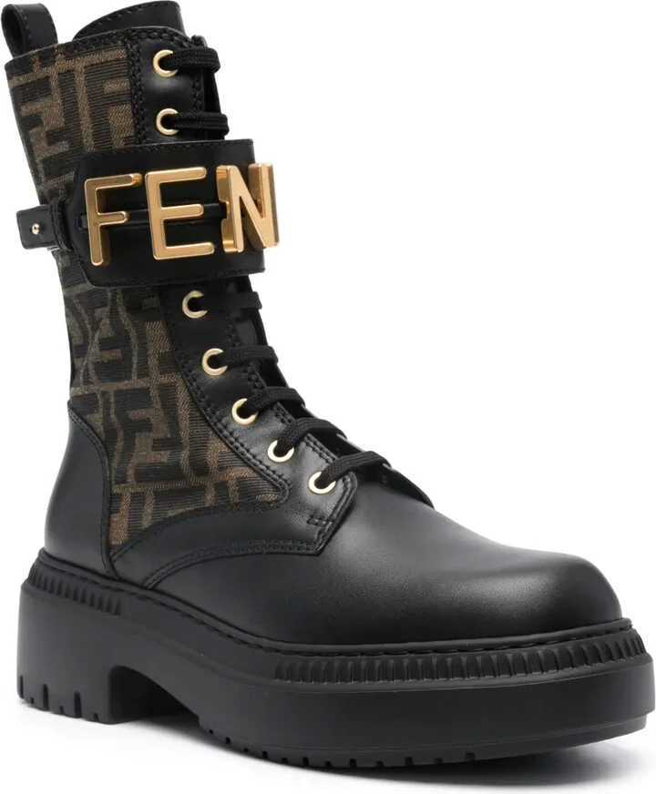 60mm Fendigraphy logo-plaque leather boots - Image 2
