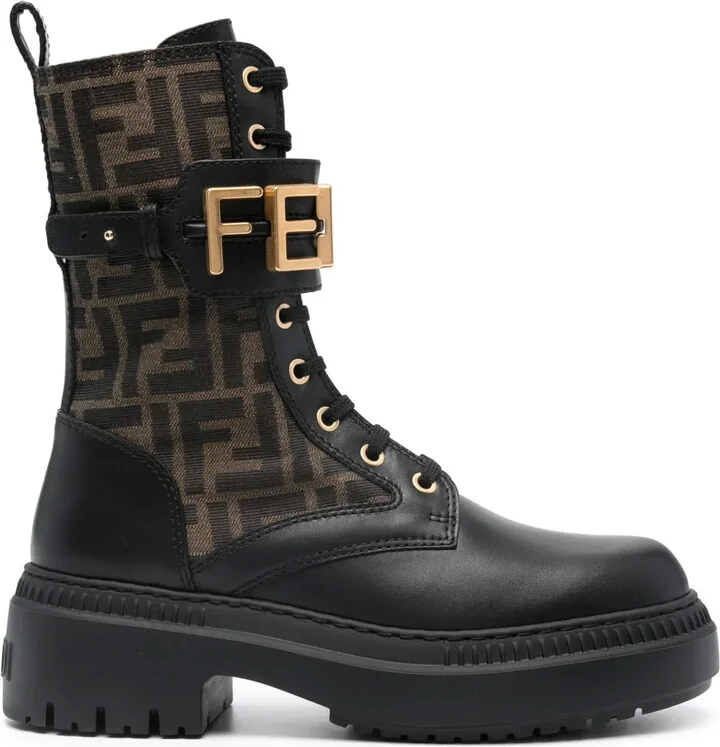 60mm Fendigraphy logo-plaque leather boots