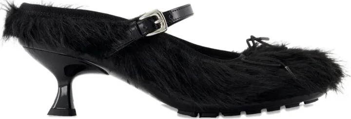 60mm Fur-Trimmed Buckle Mules
