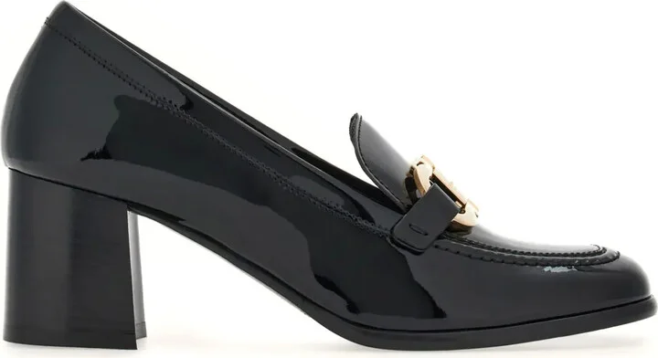 60mm Gancini-buckle patent leather pumps