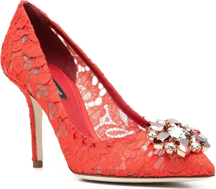 60mm Lace Rainbow brooch-detail pumps - Image 2